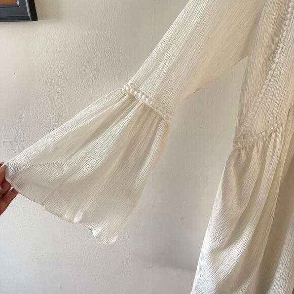 Boho Chic Tunic Peasant Dress Womens Small White Lagenlook Hippie Minimalist - Picture 3 of 9